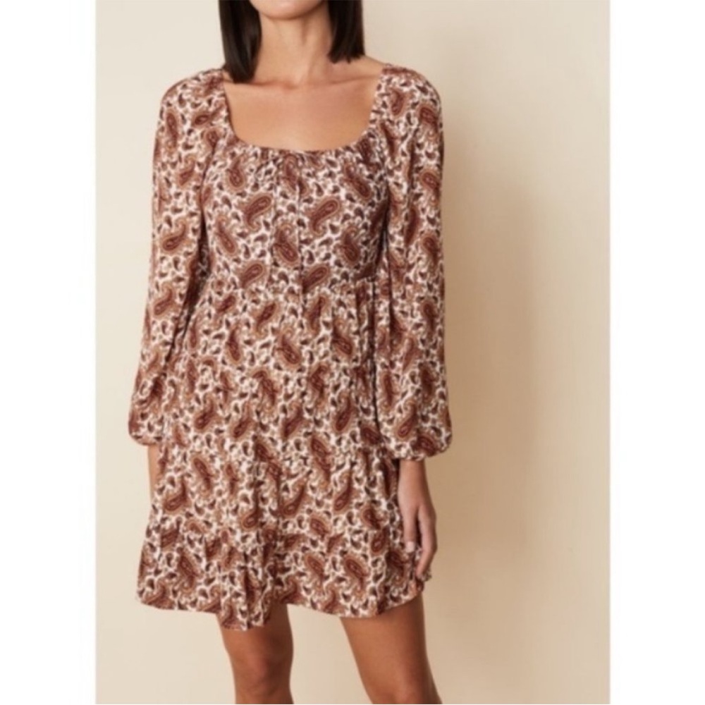 Faithfull the Brand Naline Paisley Mini Dress Burgundy 8 L New